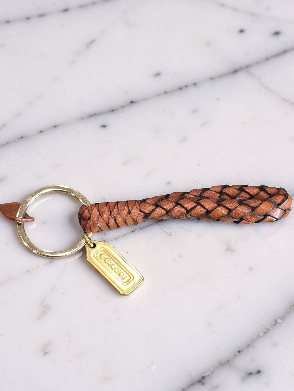 Vintage Coach Braided Leather Key Chain Made In Turkey Rare